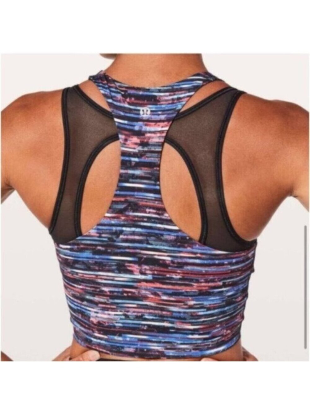 Lululemon White & Black Nulux Hinshu Alpine Break Free Crop Tank Bra Size 2